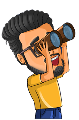 Illustration of a man looking through binoculars